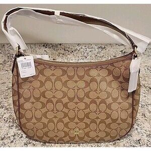 Coach Signature Zipper Shoulder Bag 29209 Khaki/Saddle 2